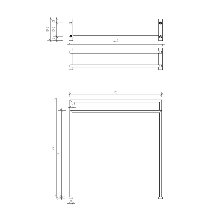 Decor Walther HT 5 Полотенцедержатель двойной 70x16x75см, напольный, цвет: матовый никель