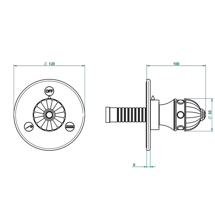 THG Hamptons Переключатель потоков, встраиваемый, внешняя часть, цвет: Polished nickel