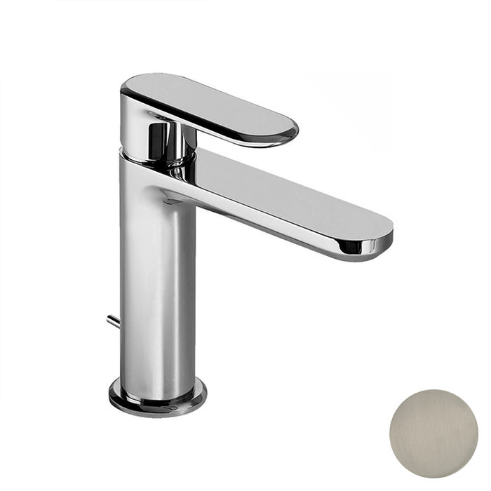 Cisal LineaViva Смеситель для раковины, на 1 отв., с донным клапаном, цвет: Nichel Spazzolato