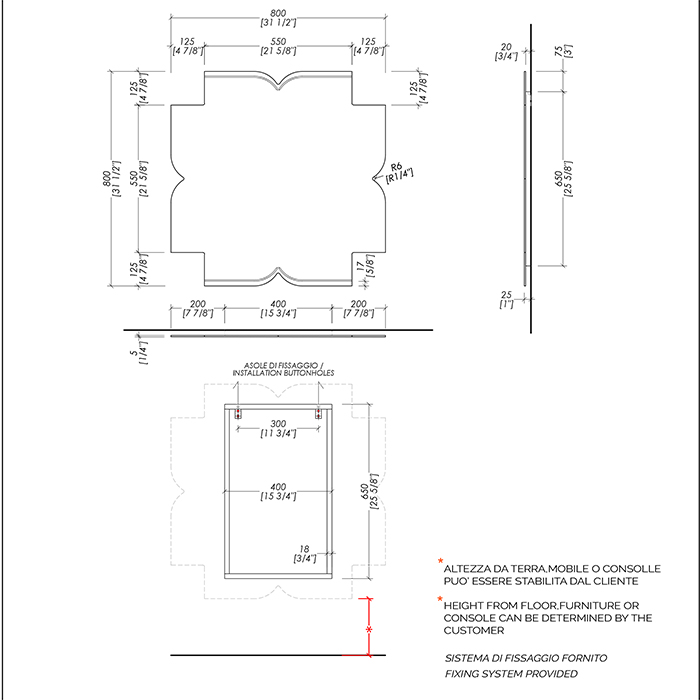 Devon&Devon Papillon L Зеркало 80xh80см., с фацетом, декоративное