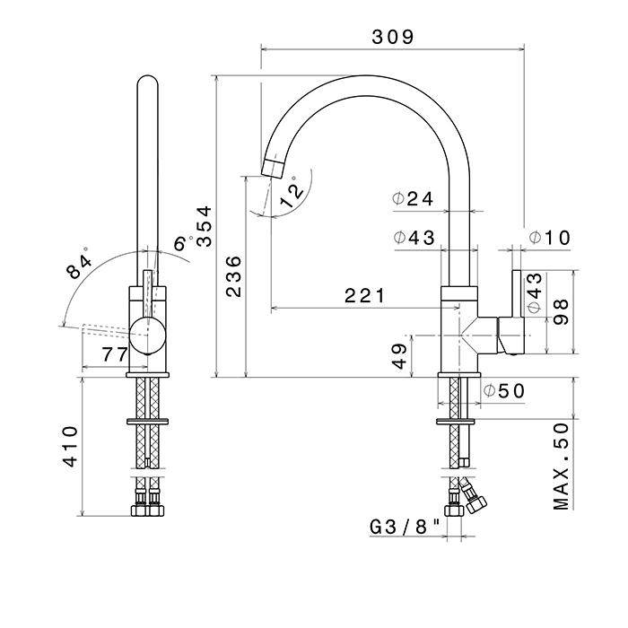 Newform XT Смеситель для кухни, на 1 отв, излив: 30.9см, цвет: хром