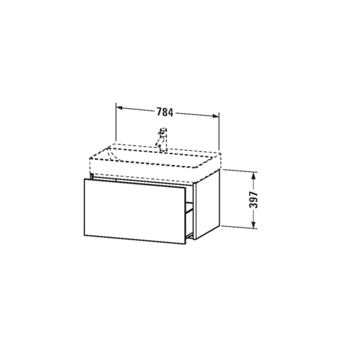 Duravit XSquare Тумба с раковиной 78.4х46х39.7см., подвесная, 1 ящик, цвет: черный глянцевый