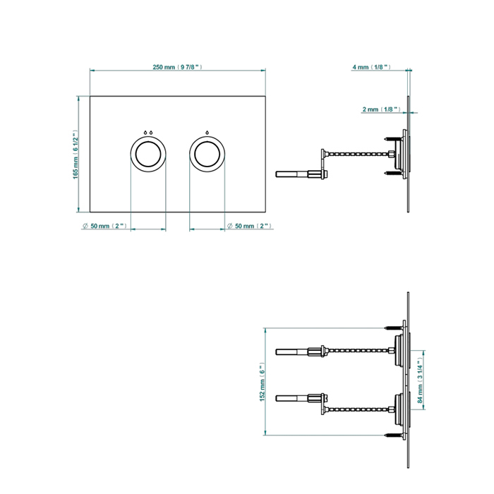 THG Клавиша смыва для унитаза двойная, для инсталляций TECE, цвет: Matt gold color PVD