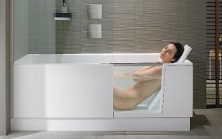 DURAVIT Shower + Bath Bathtub Ванна 170х75хh210.5см, прямоугольная с входной дверью и душевой шторкой ЗЕРКАЛЬНОЙ, SX - левосторонняя, цвет: белый