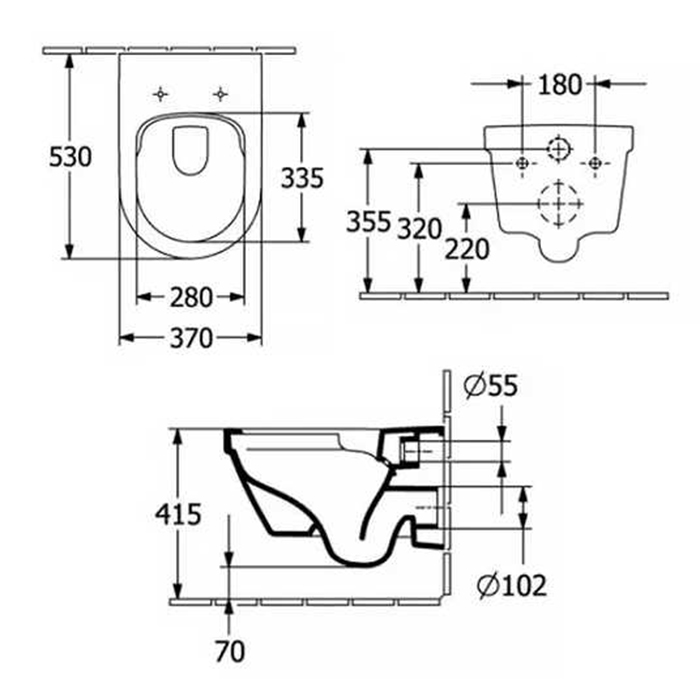 Villeroy&Boch Architectura Унитаз подвесной 37х53х33см, безободковый, смыв Tornado, в комплекте сиденье SoftClosing, цвет: альпийский белый