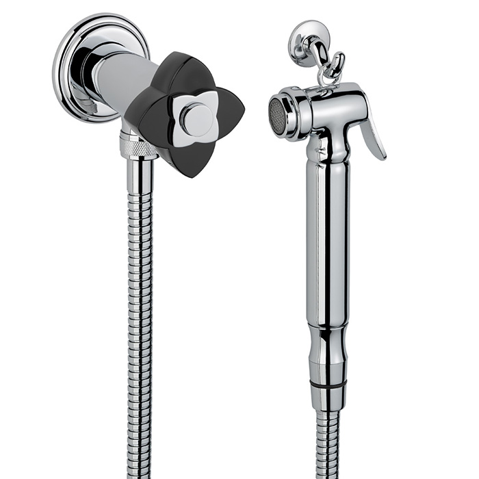 THG Petale de Cristal noir Гигиенический душ, цвет: хром/черный хрусталь