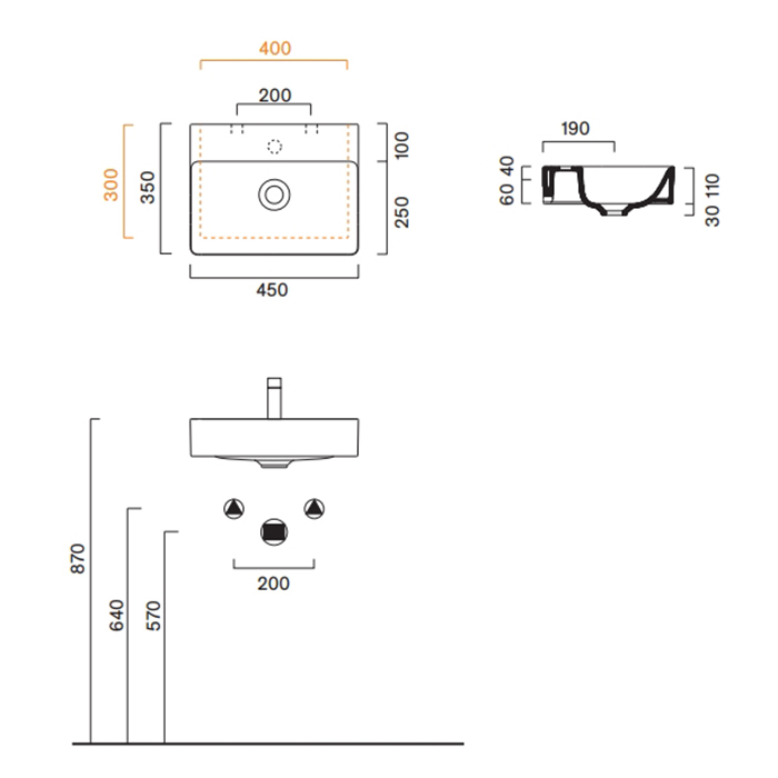 Catalano Green Раковина 45х35см, без отв., цвет: белый глянцевый