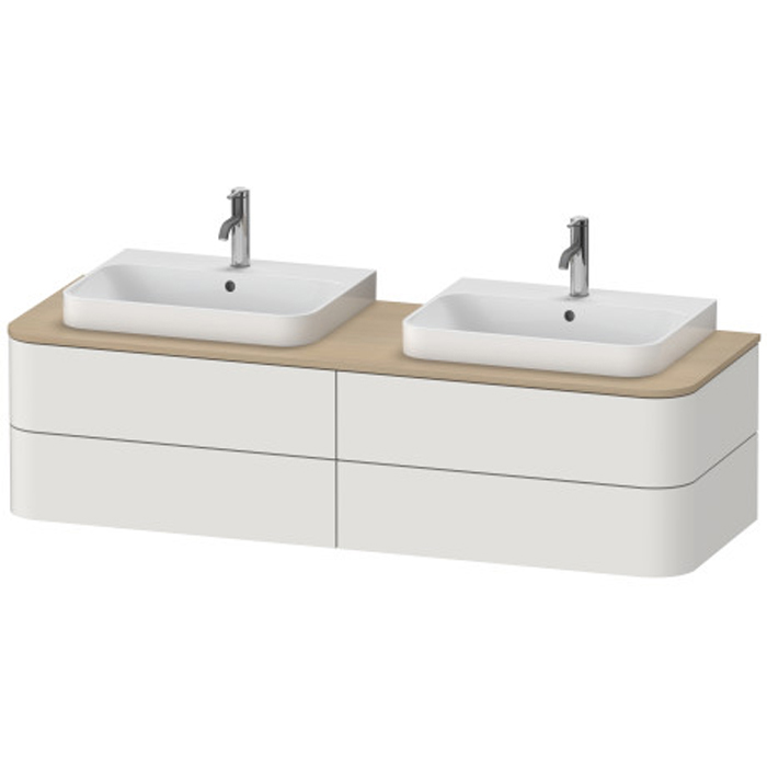 Duravit Happy D.2 Plus Тумба подвесная 160x55x40.8см с 2 раковинами, 4 ящика, цвет: nordic white satin matt/mediterrenean oak