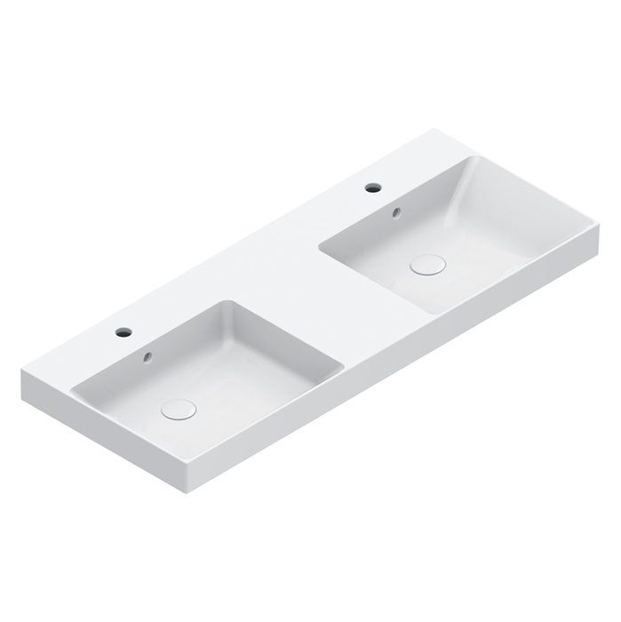 Catalano Zero Раковина 125x50см двойная, c 2 отв., цвет: белый глянцевый