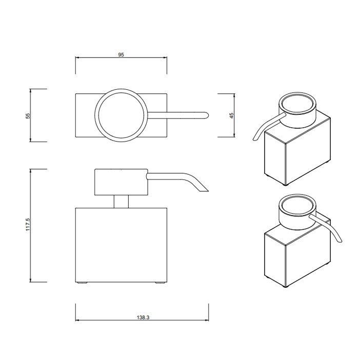 Decor Walther DW 477 Дозатор для мыла, настольный, цвет: золото