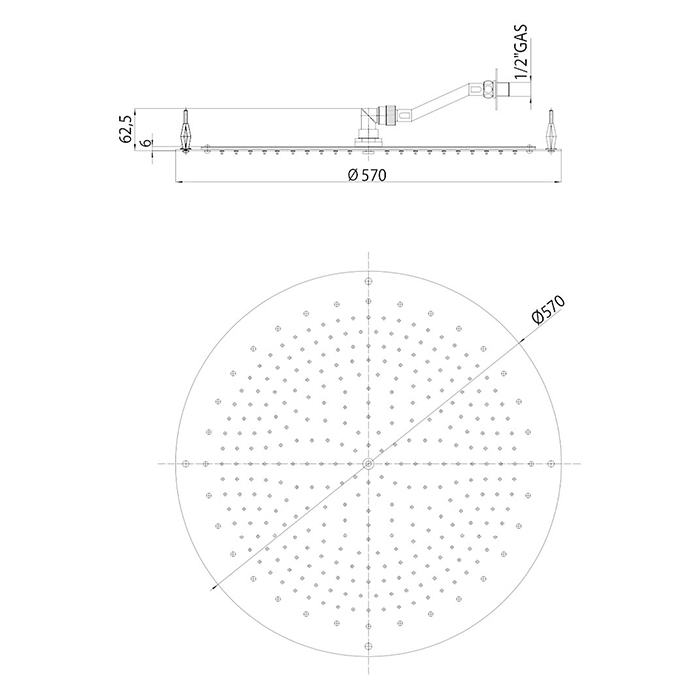 BOSSINI PARIS-OKI Верхний душ Ø 570 мм, FLAT, цвет: хром
