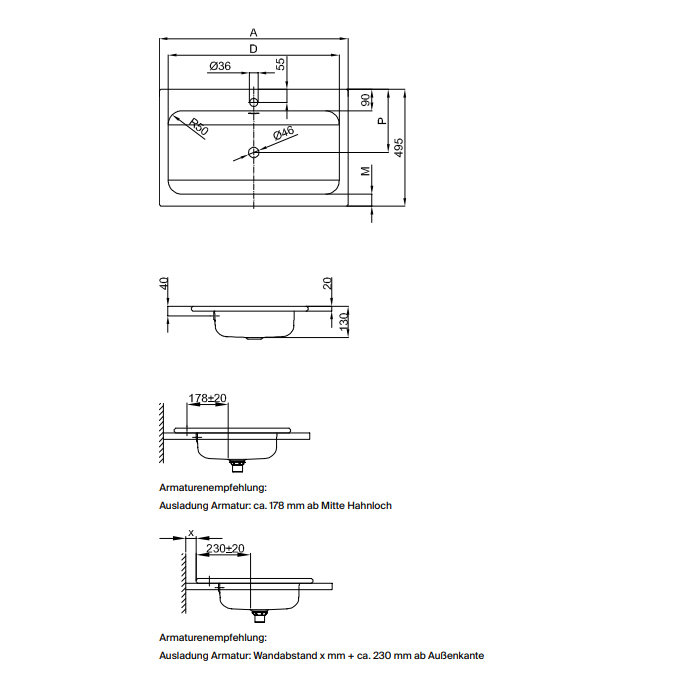 Bette One Раковина встраиваемая на столешницу 60×49.5×13см, без отв., с переливом, сталь, цвет: белый