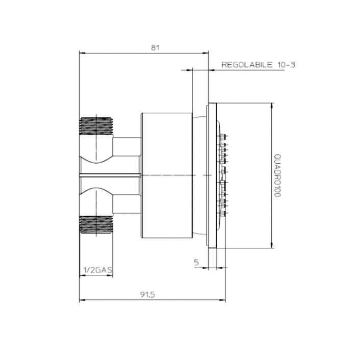 Bossini Cubic Reg Форсунка для душа 10х10см., настенная, поворотная, цвет: хром