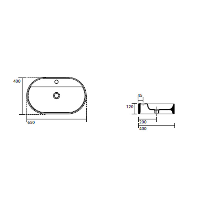 Kerasan Ciotola Раковина-чаша 65х40х12 см, 1 отв., с переливом, цвет: Ferro matt