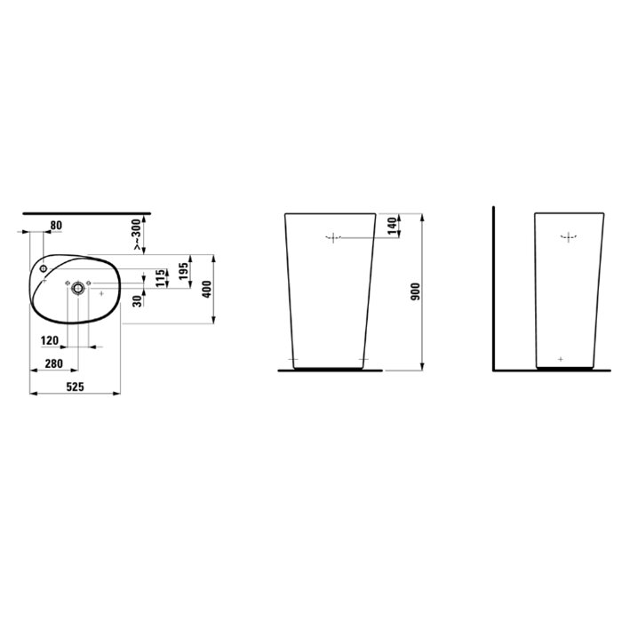 Laufen Palomba Раковина 52.5х40х90 см, 1 отв., сифон,  цвет: белый