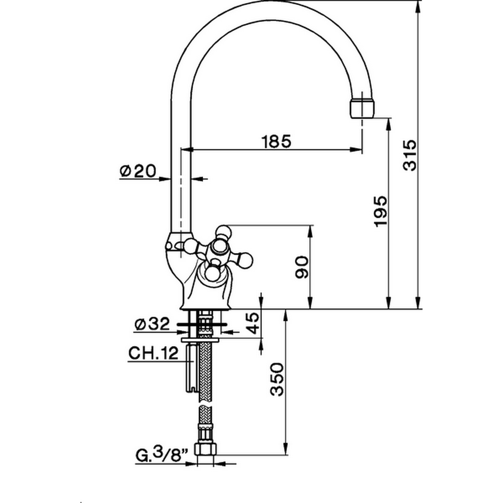 CISAL Arcana Ceramic Смеситель для кухни на 1 отверстие, цвет: хром