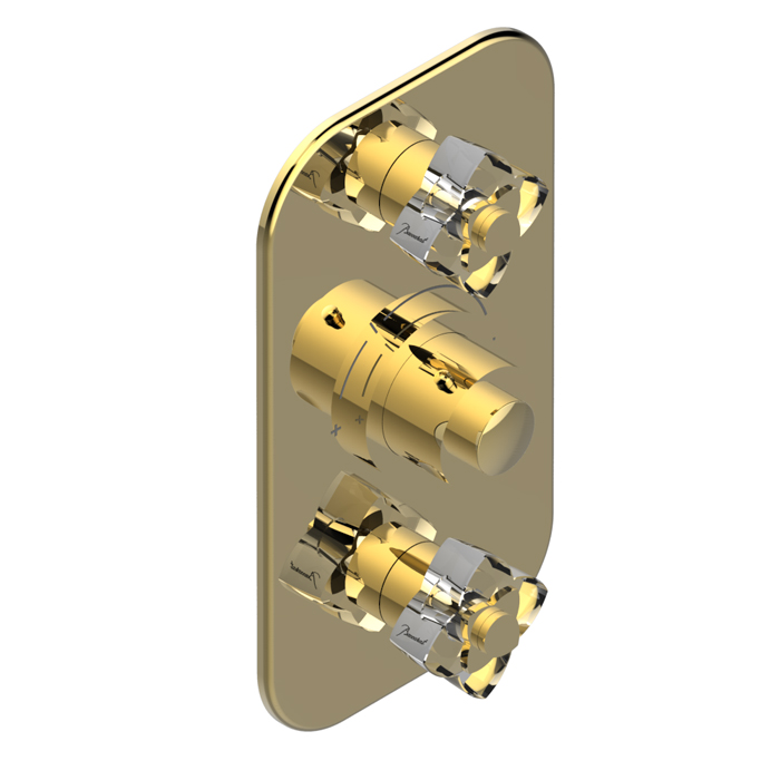 THG Pétale de cristal clair Смеситель для душа, термостатический, 2 потока, цвет: золото/прозрачный хрусталь
