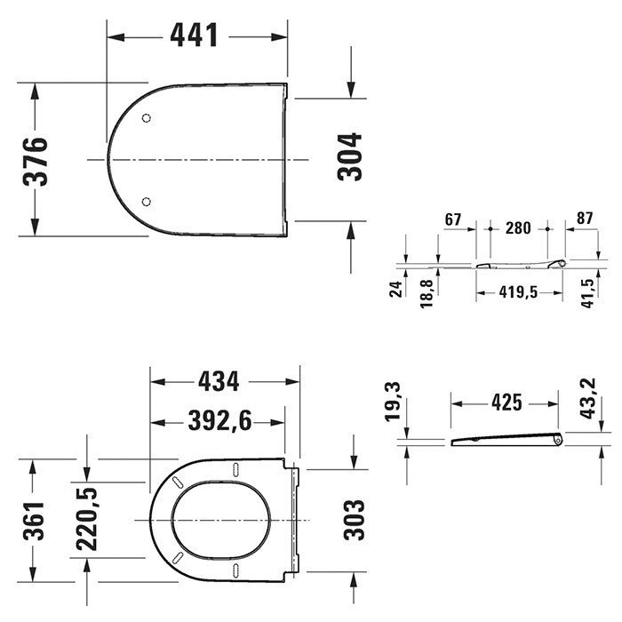Duravit D-Neo Сиденье для унитаза 37.6x44.1x4.3см., с микролифтом, цвет: белый
