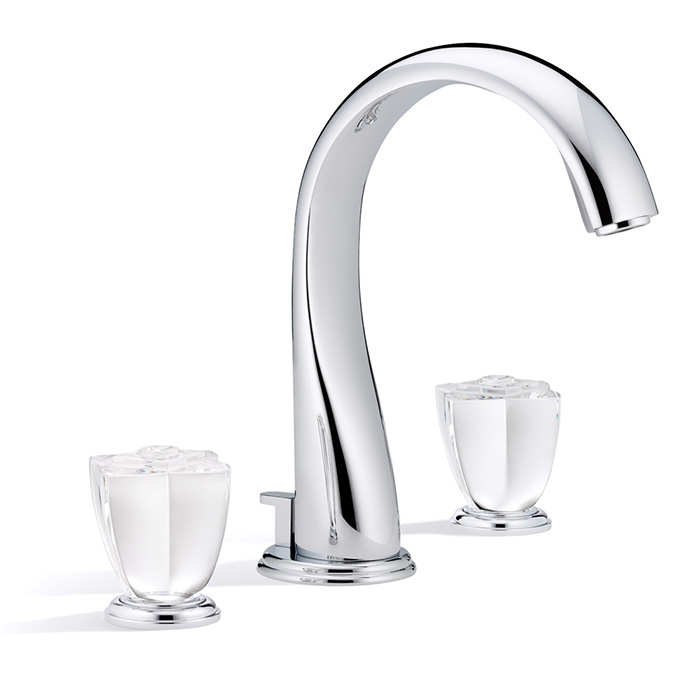 THG Pуtale de cristal clair Смеситель для раковины, 3 отв., цвет: хром/прозрачный хрусталь