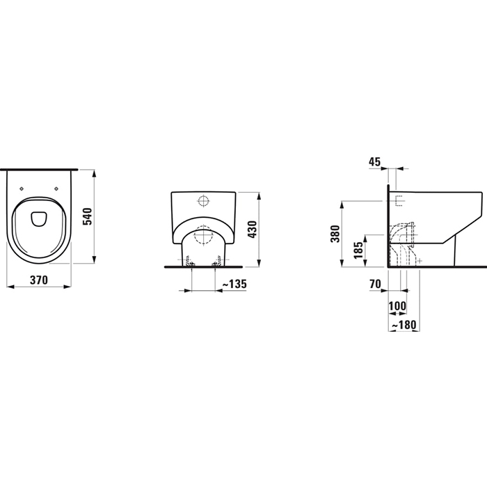 Laufen Sonar Унитаз напольный 53x37x43см, безободковый, цвет: белый матовый