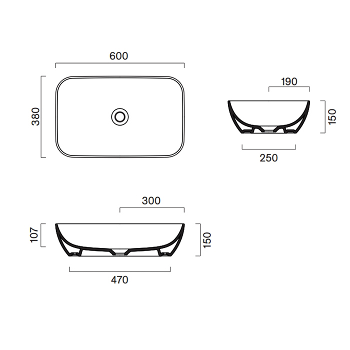 Catalano Green Раковина 60x38см накладная, без отв., цвет: Seta Satinato