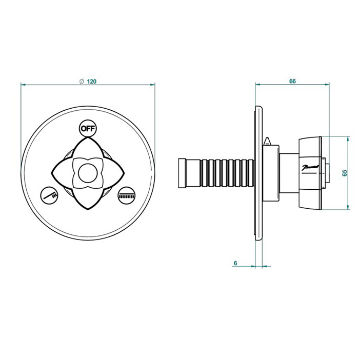 THG Petale De Cristal Clair Lisere Dore Переключатель встраиваемый, внешняя часть, цвет: полированное золото