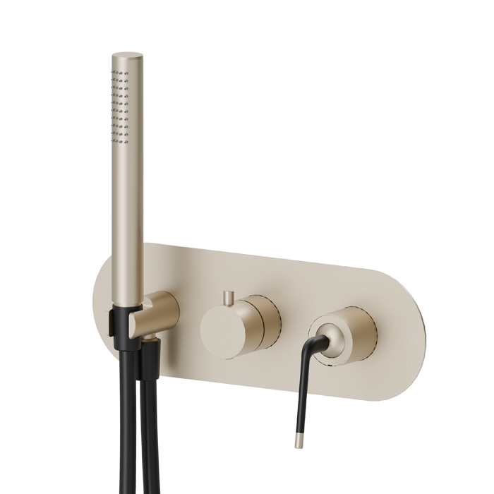 Newform O'Rama Смеситель для душа, встраиваемый, с ручным душом, 2 потока, внешняя часть, цвет: gold satin