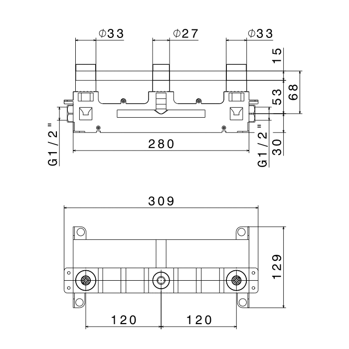 Newform ParkLE Встраиваемая часть смесителя для раковины на 3 отверстия