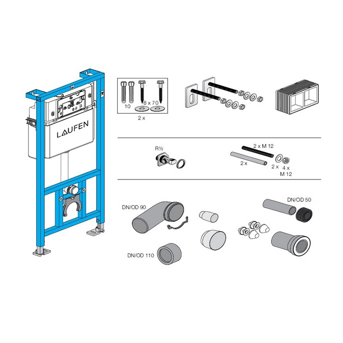 Laufen Installation System CW Инсталляция с бачком двойной слив