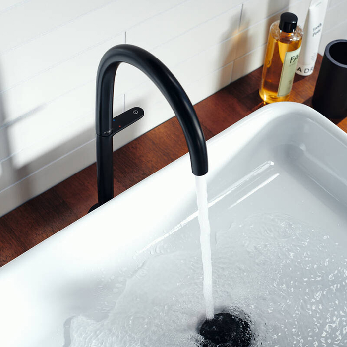 Axor One Смеситель для раковины, 1 отв., излив h260мм, Select, со сливом push-open, цвет: черный матовый