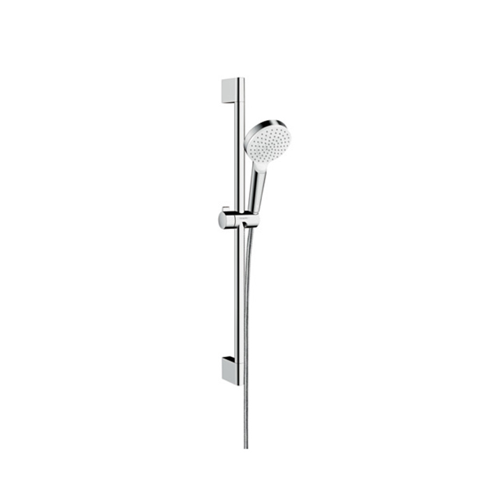 Hansgrohe Crometta Vario Unica Душевой набор: штанга 650mm, ручной душ, 1jet (Rain), EcoSmart, шланг, цвет: белый/хром