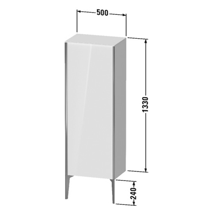 Duravit XViu Шкаф подвесной 50x36x133см с 3 стеклянными полками, (петли слева), цвет: dark brushed oak/чёрный матовый