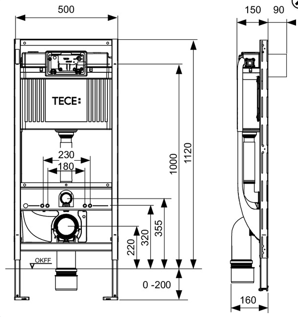 TECE Рама для установки унитаза Duravit SensoWash C и Geberit AquaClean 8000/8000 plus