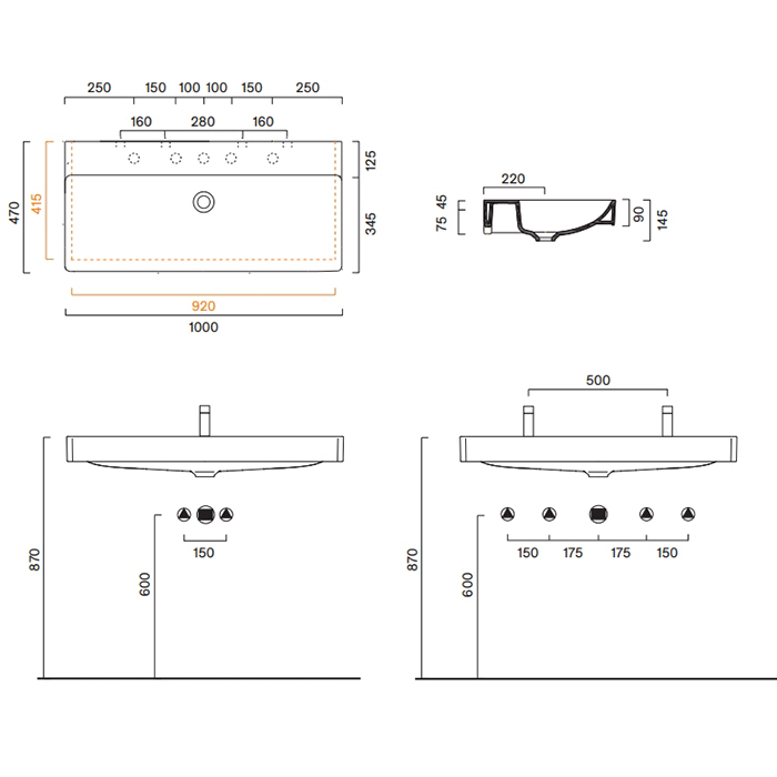 Catalano Green Раковина 100x47см, с 1 отв., цвет: белый глянцевый