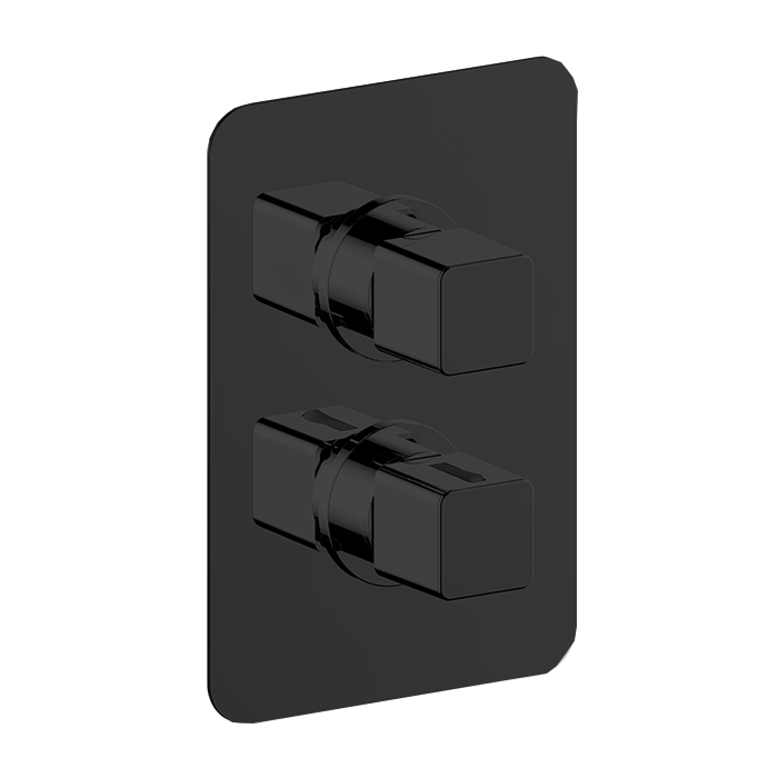Cisal Cubic Смеситель для ванны, термостатический, с переключателем на 1-2-3 потока, цвет: черный матовый