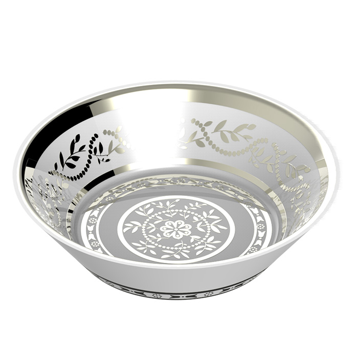 THG MARQUISE BLANC DECOR PLATINE Блюдо керамическое ø130 мм., настольное, декор платина, цвет: белый