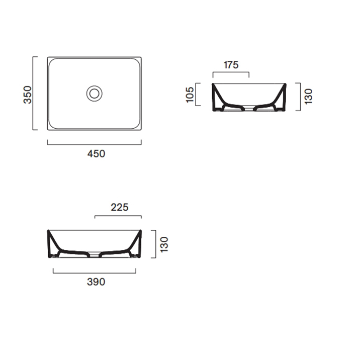 Catalano Premium Раковина 45x35см накладная, без отв., цвет: Cemento Satinato