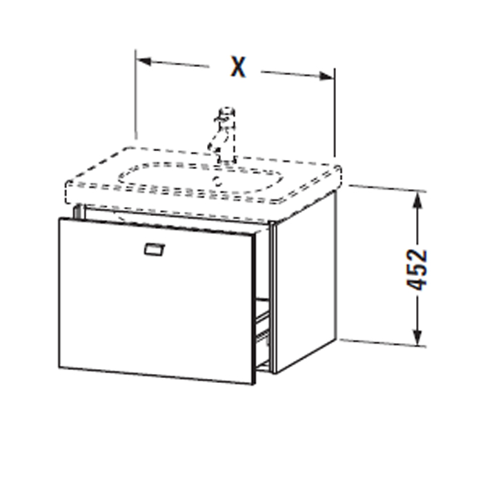 Duravit  Brioso Тумба подвесная  82х46.9х45.2см, с раковиной, с 1 выдвижным ящиком, цвет: базальт матовый