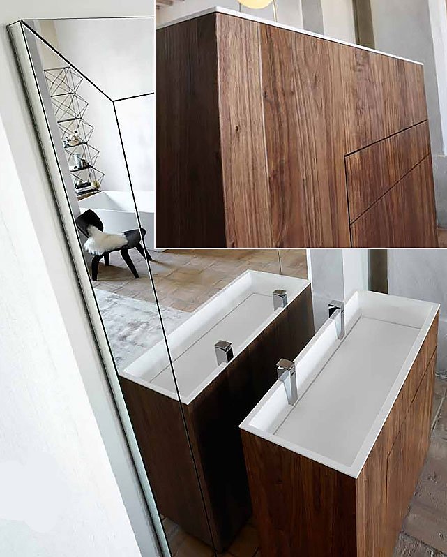 NOORTH milldue edition TOUCH Комплект мебели 100х48х88cм, напольный, 3 ящика, слив в стену, раковина Milltek, смеситель H2O, цвет: Abete