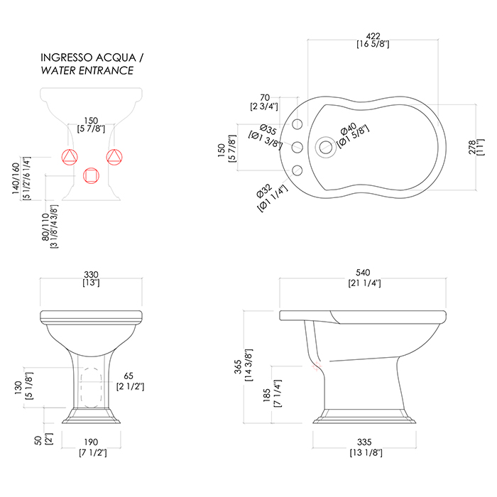 Devon&Devon Oxford Биде напольное 54х33см, с 1 отв., цвет: белый