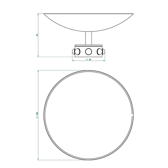 THG Mossi Мыльница металлическая, ø15см., настольная, цвет: хром/черный хрусталь