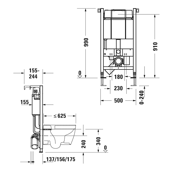 Duravit DuraSystem Рама для установки подвесного унитаза Standard 99x50x15.5 см