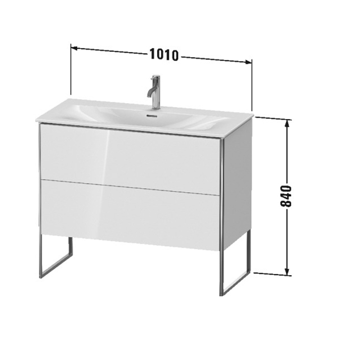 Duravit XSquare База напольная 101x47.8x84см с раковиной, 2 яшика, цвет: глянцевый белый