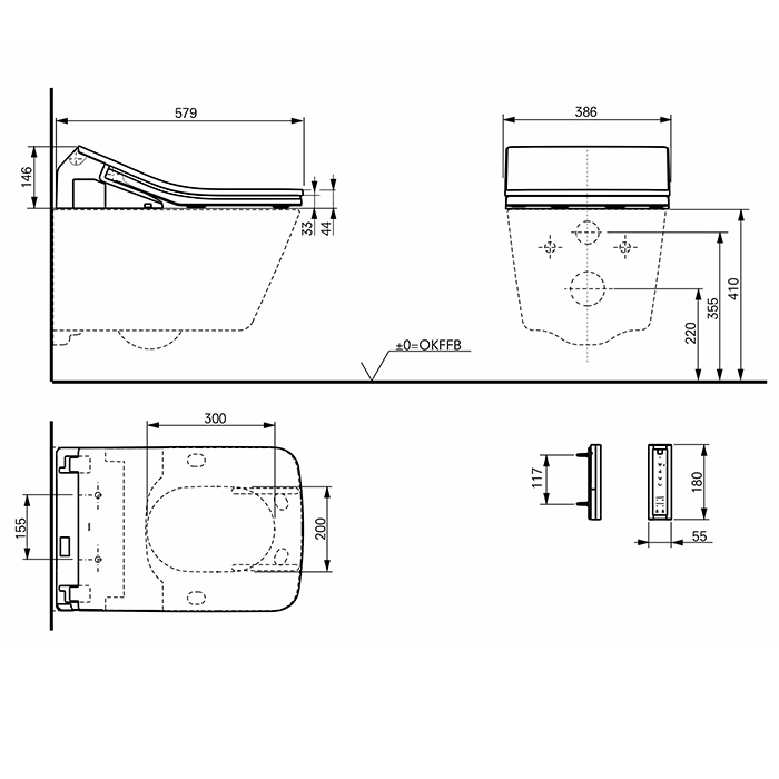 TOTO WASHLET SX EWATER+ Сиденье 386х579х146 мм, с дистанционным управлением и автосмывом, для унитаза CW522EY, цвет: белый