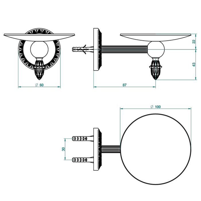 THG Malmaison Metal Мыльница металлическая, подвесная, цвет: Soft matt gold