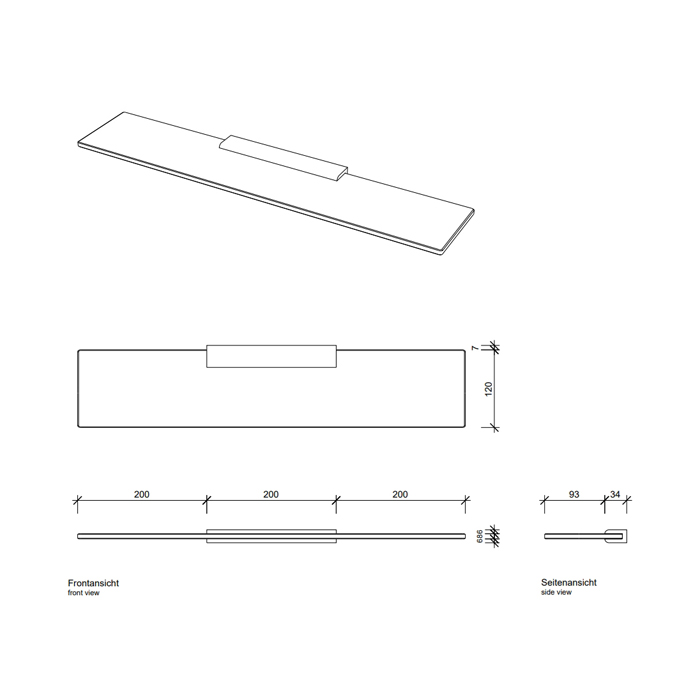 Decor Walther Tube GLA60 Полка стеклянная 60x13см, подвесной, цвет: хром