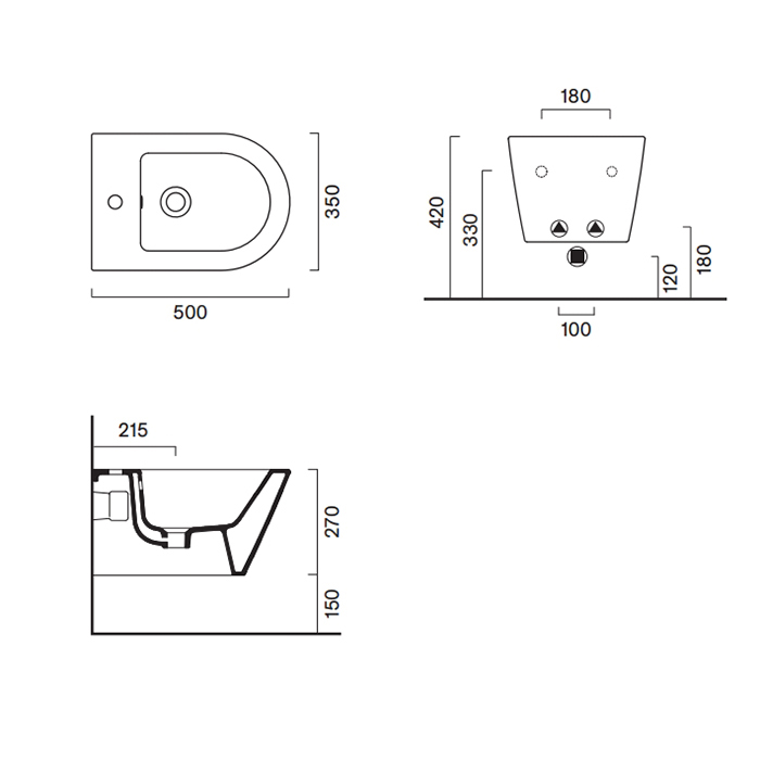 Catalano Zero Биде подвесное 50х35см, с 1 отв. под смеситель, цвет белый глянцевый