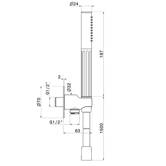 Newform Ionika Лейка ручная с держателем и шлангом, цвет: черный матовый