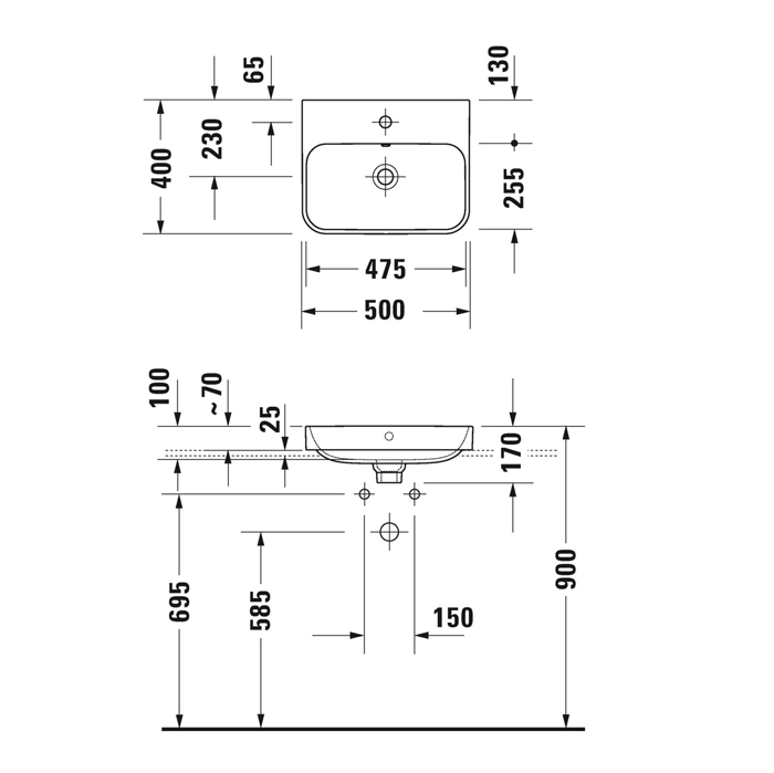 Duravit Happy D.2 Plus Раковина накладная, 50х40см., без отв., выпуск с керамической крышкой, цвет: Anthracite matt