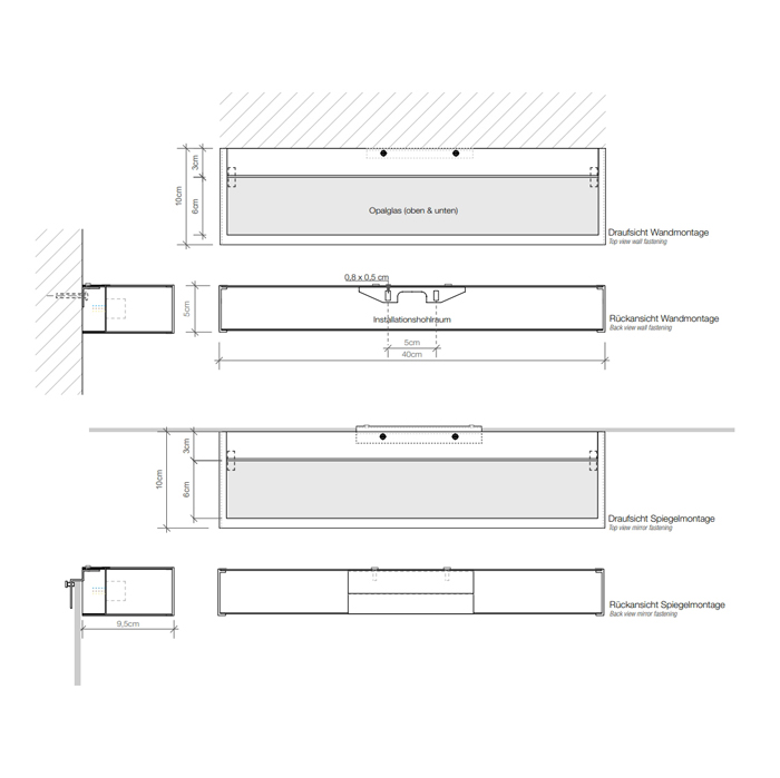 Decor Walther Box 1-40 Светильник на зеркало 40x10x5см, 2x R7S 78mm max. 100W, цвет: хром